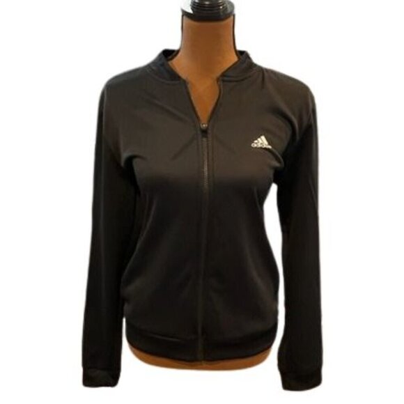 Black Adidas Full-Zip Track Jacket with 2 Front Pockets – Size Medium - Picture 1 of 6